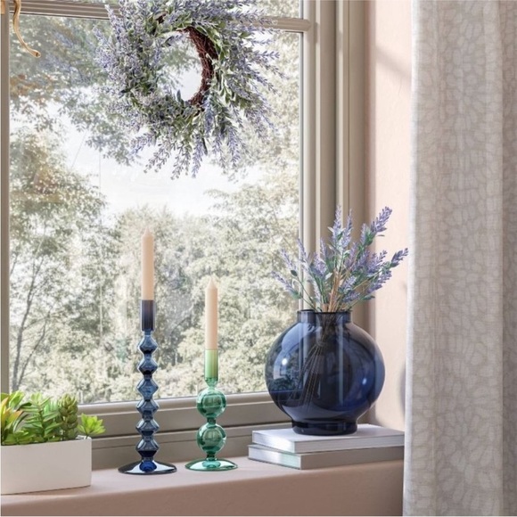 Threshold Round Modern Glass Vase Blue - Picture 2 of 3